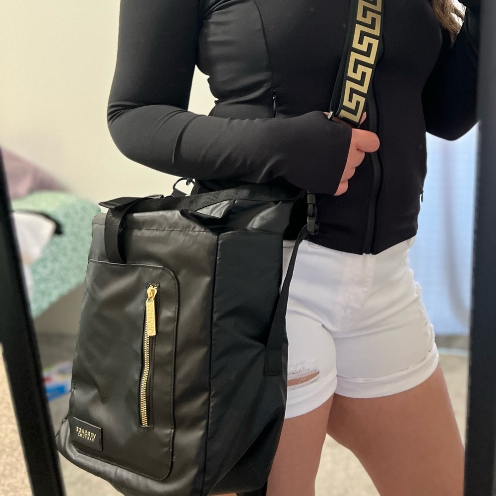 Versace Black Backpack with Gold Accents